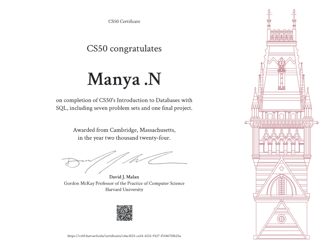 CS50 SQL Certification